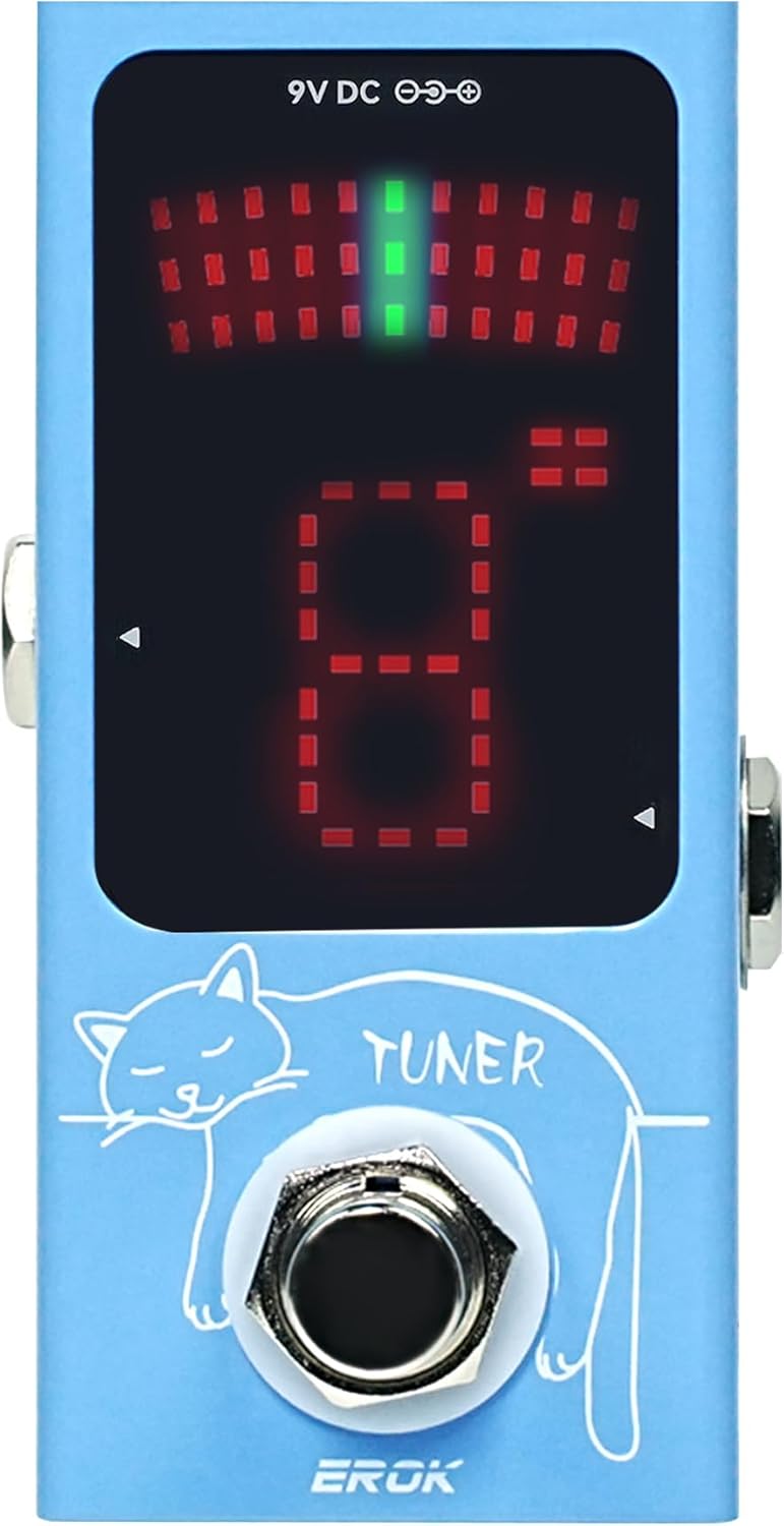 EROK Mini Tuner Pedal - Compact Size with Pitch LED Indicator for Electric Guitar & Bass, True Bypass - Image 1